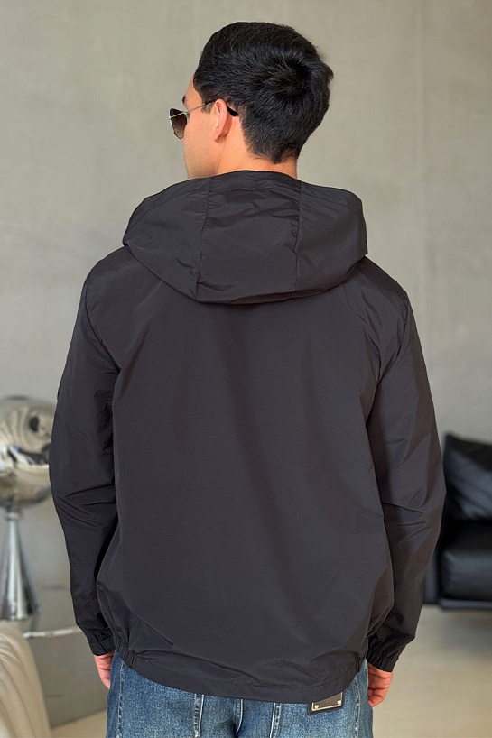 Чёрная ветровка Moncler Carles logo-patch