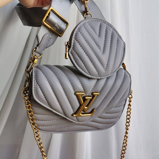 Кожаная сумка Louis Vuitton Mini Pochette 16x12 см - Grey   