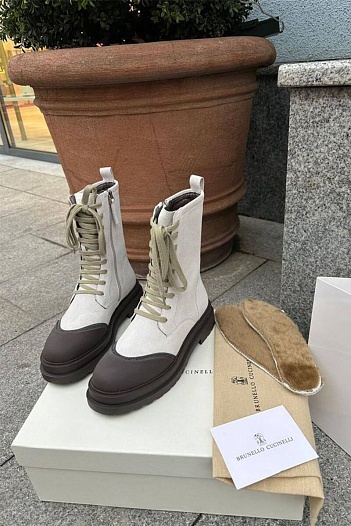 Женские ботинки Brunello Cucinelli Monil Chain - White   