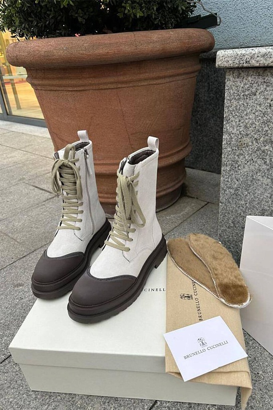 Женские ботинки Brunello Cucinelli Monil Chain - White