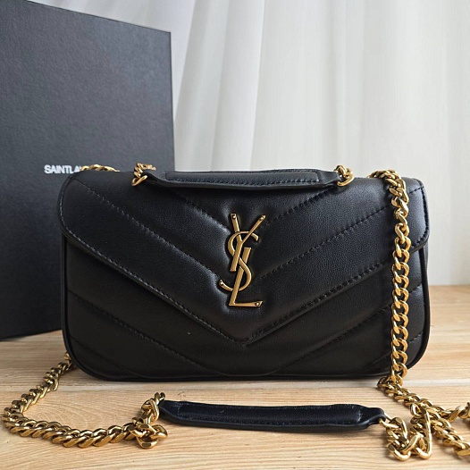 Кожаная чёрная сумка Yves Saint Laurent LouLou 26x14 см   