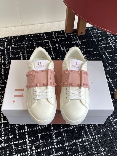 Женские кожаные кроссовки Valentino Premium - Pink   