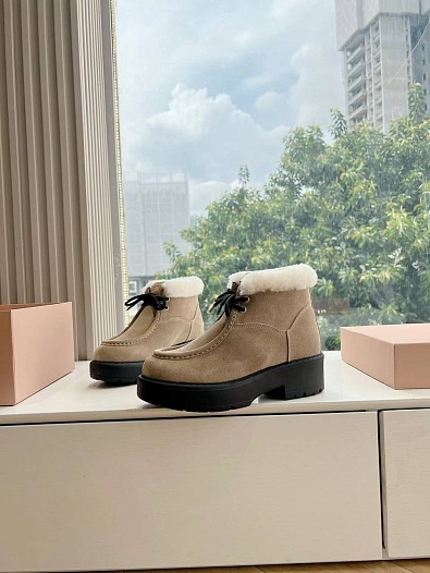 Женские замшевые ботинки с мехом MIU MIU Premium   
