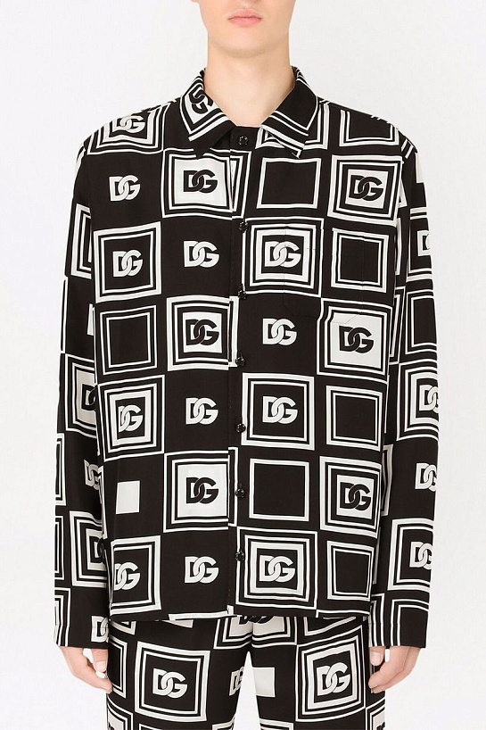 Мужская рубашка Dolce&Gabbana чёрного цвета geometric logo-print