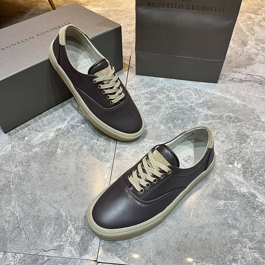 Кожаные кеды Brunello Cucinelli Sail low-top - Brown   