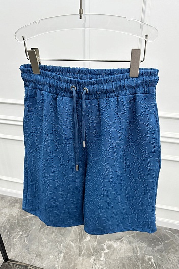 Шорты синего цвета Dior logo all-over embossed   