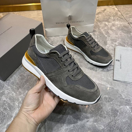 Мужские комбинированные кроссовки Brunello Cucinelli