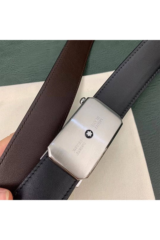 Кожаный чёрный ремень Montblanc 125x3.5 см