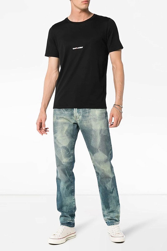 Мужская чёрная футболка Saint Laurent logo-print