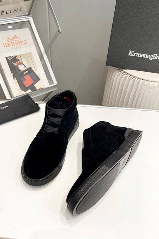Замшевые кроссовки Zegna Triple Stitch high-top