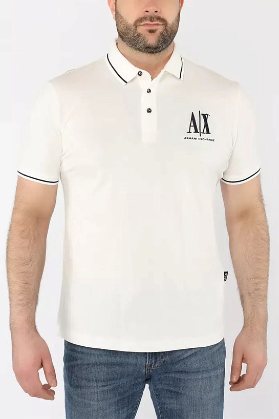 Белое поло Armani Exchange embroidered-logo