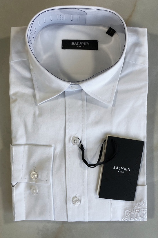 Мужская рубашка Balmain embroidered logo - White