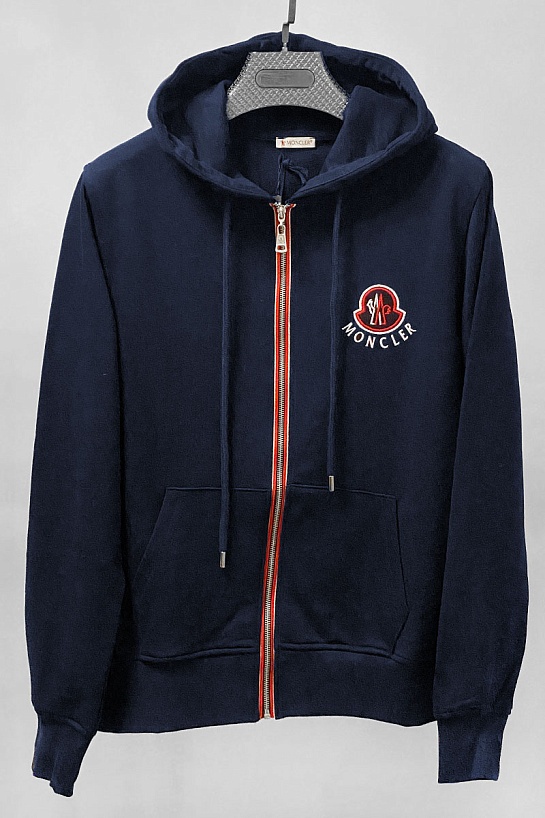 Мужская брендовая кофта Moncler тёмно-синего цвета