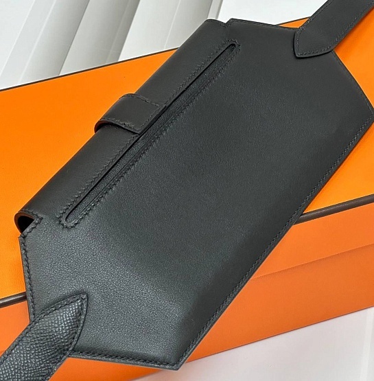 Кожаный ремень Hermes Elan Pocket 24x12 см - Black / Gold