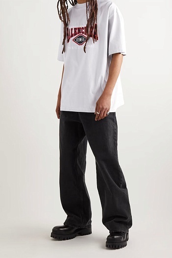 Белая оверсайз футболка Balenciaga Logo-Embroidered   