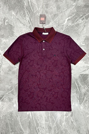 Бордовое поло Etro с узором пейсли   