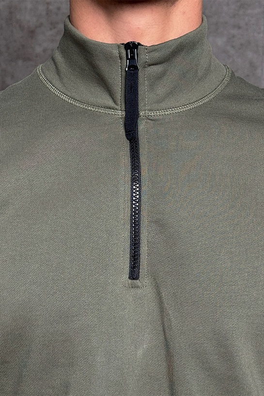 Мужская зелёная кофта с патчем на плече Stone Island Zip Neck