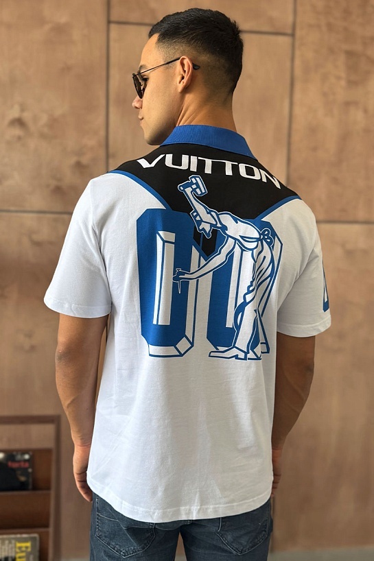 Мужское поло Louis Vuitton Launch The Equipe - White / Blue