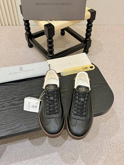 Кожаные кроссовки Brunello Cucinelli low-top - Black   