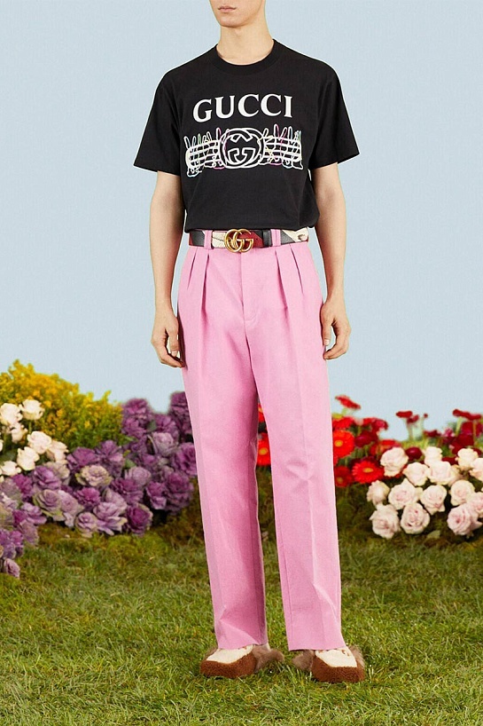 Чёрная оверсайз футболка Gucci Double G