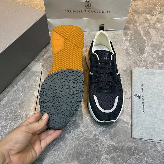 Мужские комбинированные кроссовки Brunello Cucinelli   