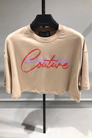 Женская бежевая футболка-топ Versace Jeans Couture   