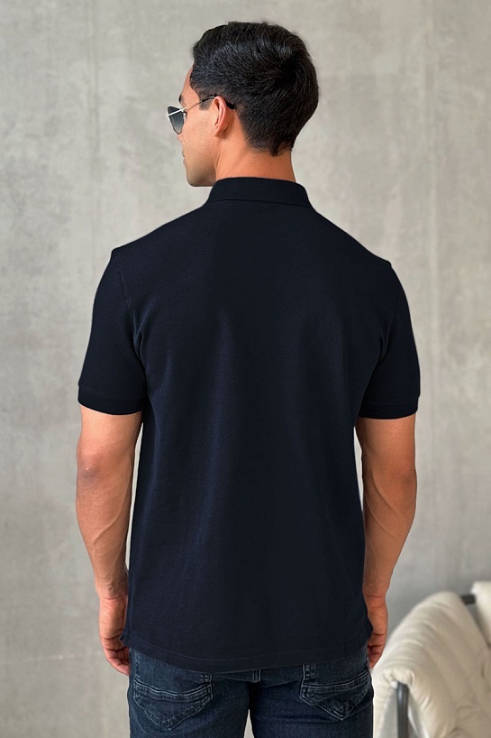 Мужское тёмно-синее поло Dolce & Gabbana logo-plaque