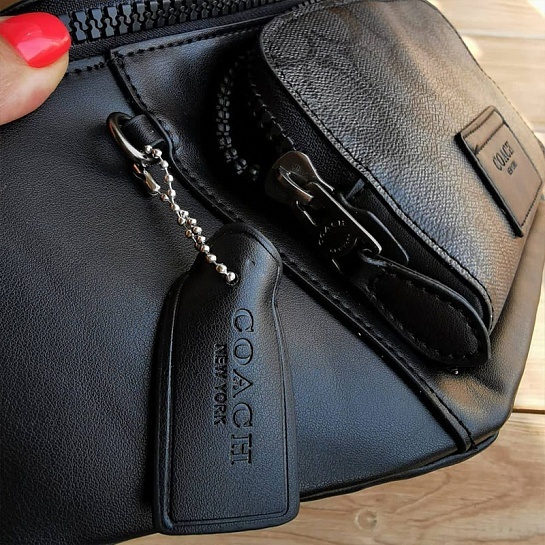 Кожаная сумка на пояс Coach Track - Black