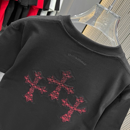 Чёрная оверсайз футболка Chrome Hearts Premium   