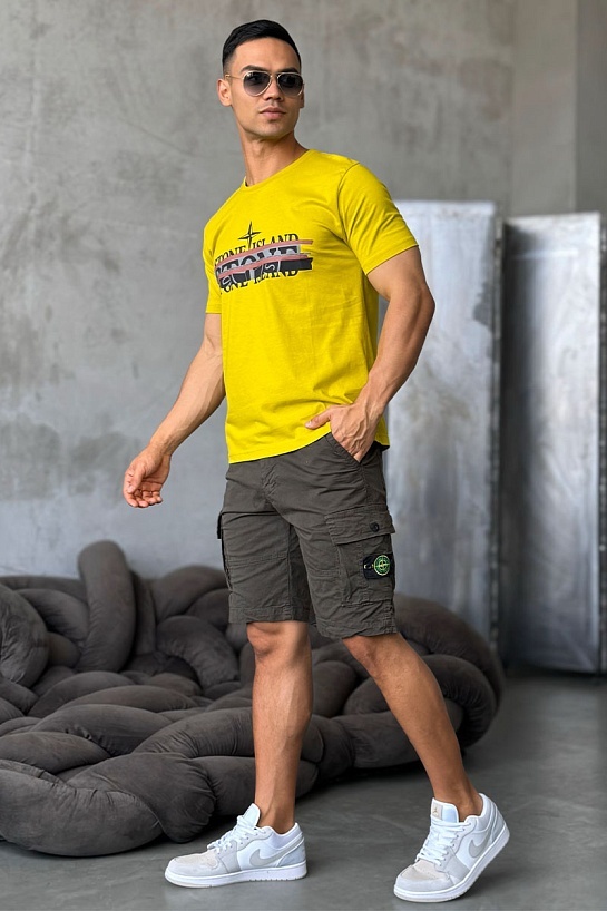 Мужская футболка салатового цвета Stone Island