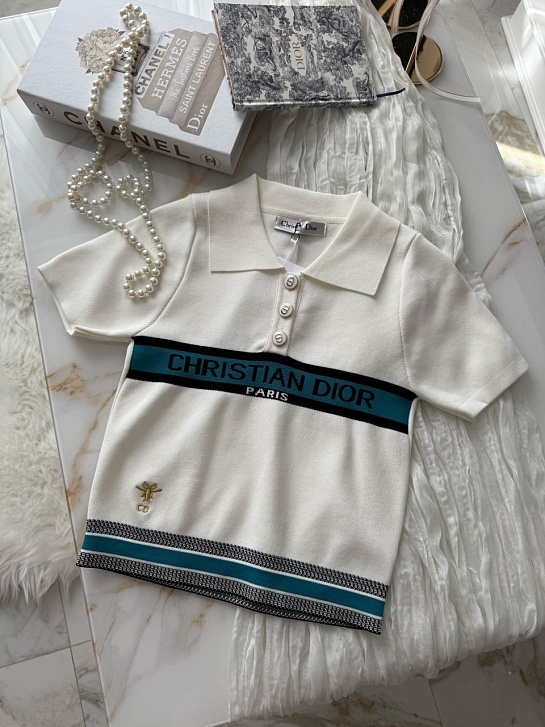 Женское поло белого цвета Dior