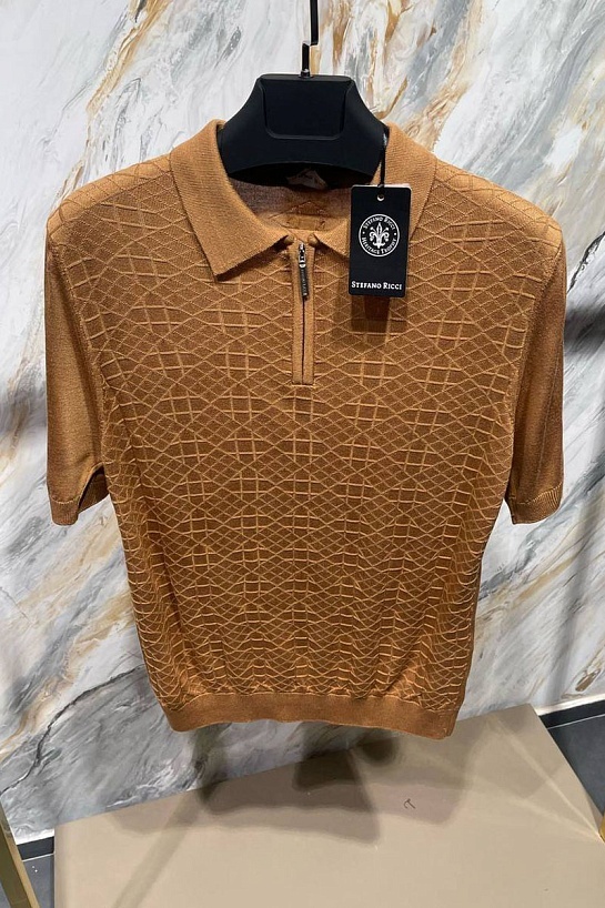 Мужское поло Stefano Ricci zip neck - Brown