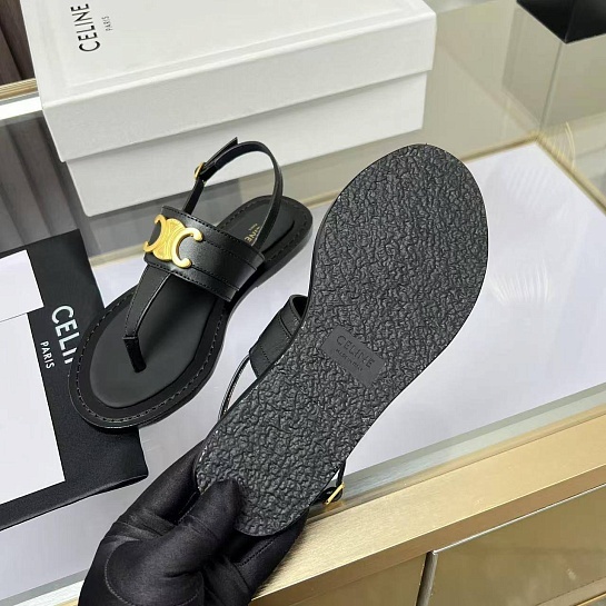 Женские кожаные сандалии Celine Premium - Black