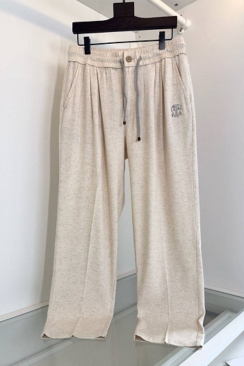 Льняные штаны Brunello Cucinelli Premium - Light Beige   