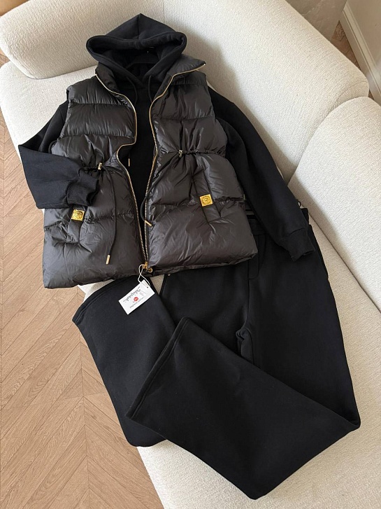 Женский костюм тройка на флисе Schiaparelli premium - Black