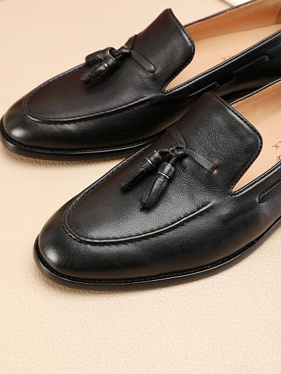 Кожаные лоферы Loro Piana tassel - Black   