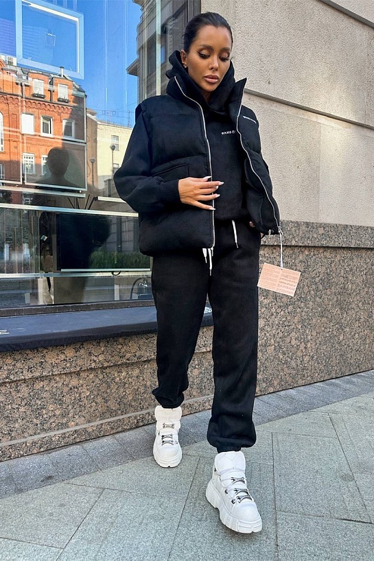Женский чёрный костюм тройка MIU MIU