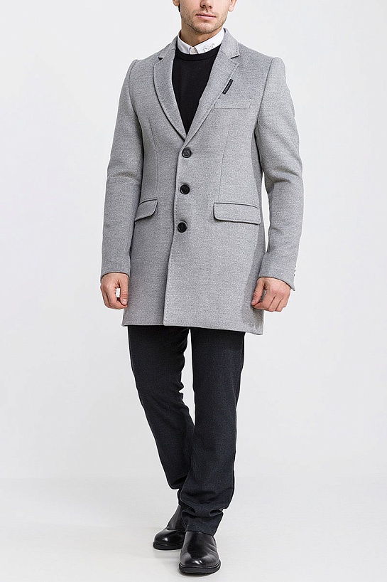 Серое мужское пальто Burberry logo label