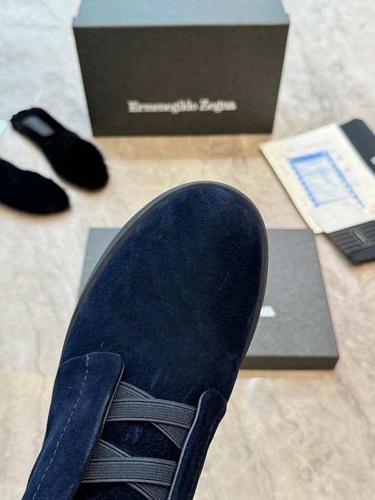 Кроссовки с мехом Ermenegildo Zegna Triple Stitch - Navy