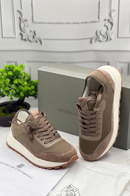 Мужские комбинированные кроссовки Brunello Cucinelli