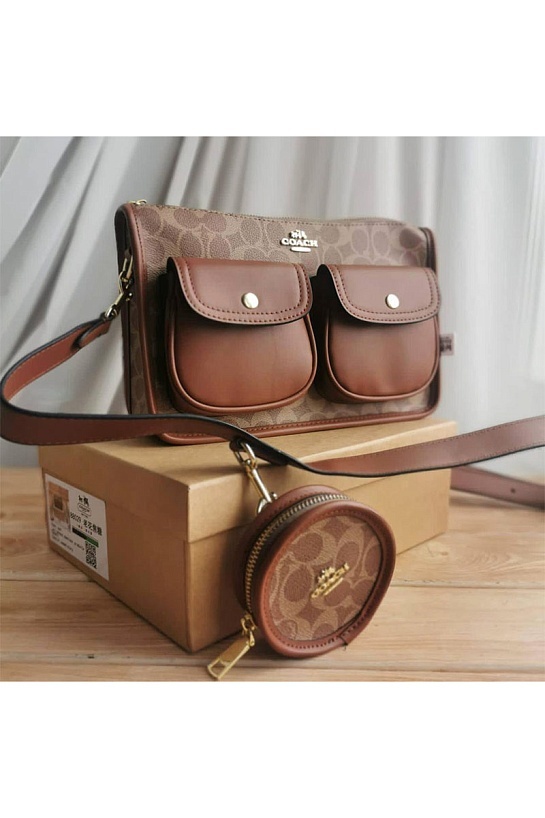 Женская кожаная сумка Coach 27x18 см (2 расцветки)