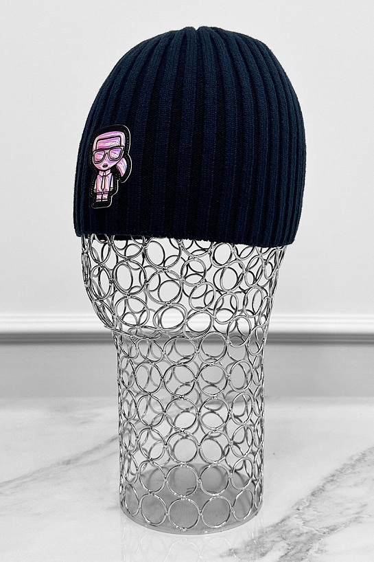 Мужская шапка тёмно-синего цвета Karl Lagerfeld logo-patch