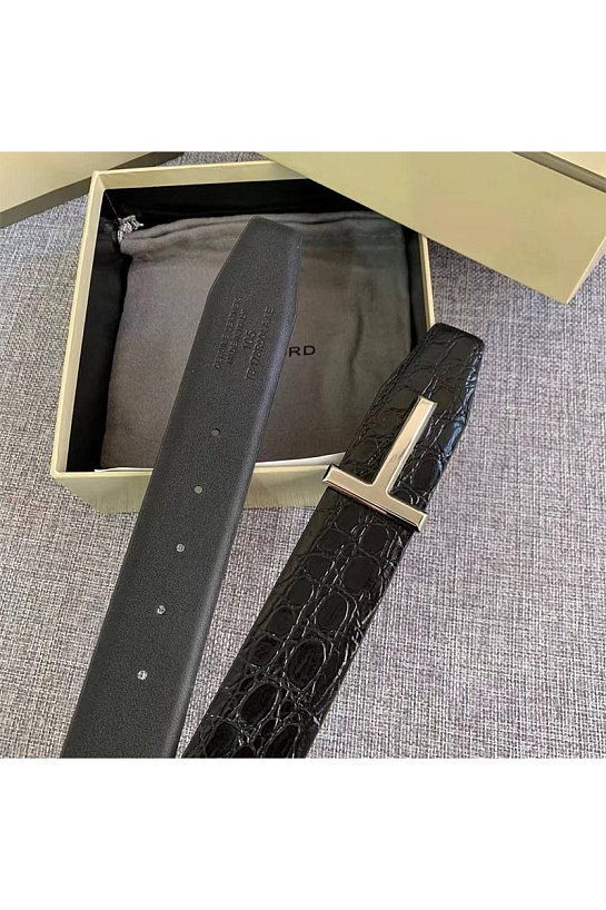 Кожаный чёрный ремень Tom Ford