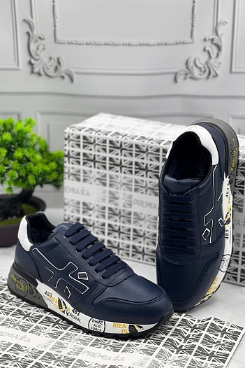 Кожаные кроссовки с мехом Premiata Mick - Navy / White   