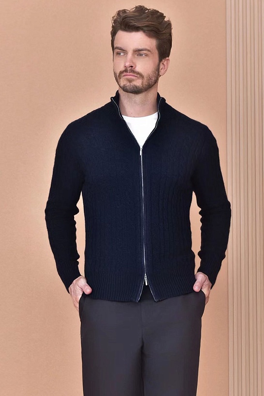 Кашемировый свитер Loro Piana Premium zip-up - Navy