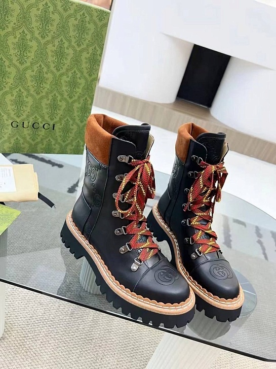 Женские кожаные ботинки Gucci