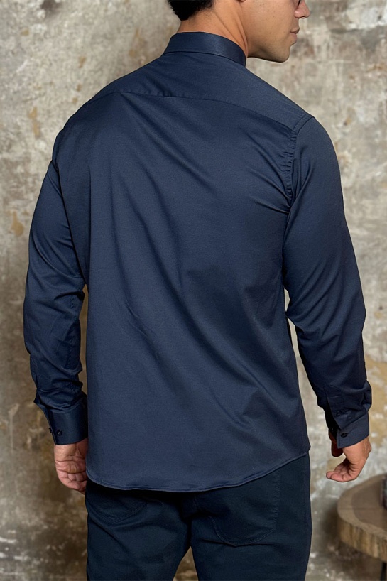 Мужская рубашка Loro Piana тёмно-синего цвета