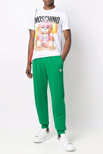 Мужская белая футболка Moschino Teddy Bear print   