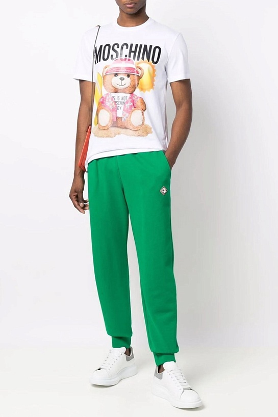 Мужская белая футболка Moschino Teddy Bear print