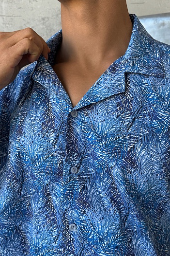 Мужская синяя рубашка Dolce & Gabbana floral-print   